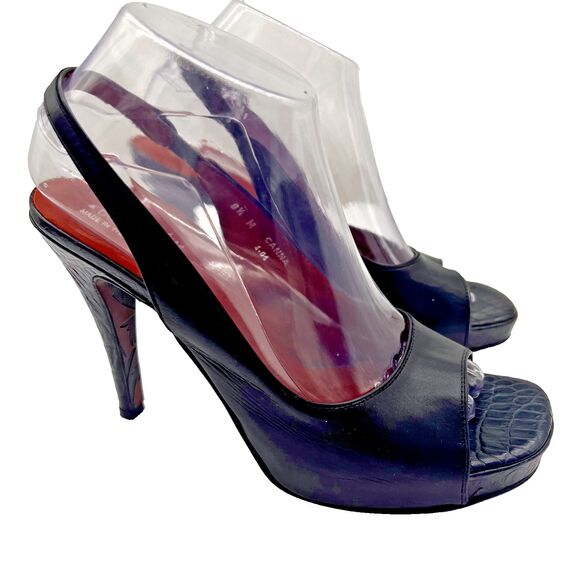 Donald J Pliner CoutureBaby Calf Gator Leather Shoe New Platform Peep Toe 8.5